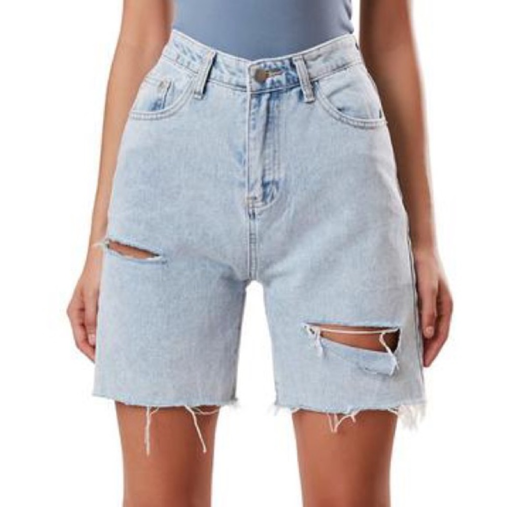 THE KRIPT “Lacey Denim Shorts”